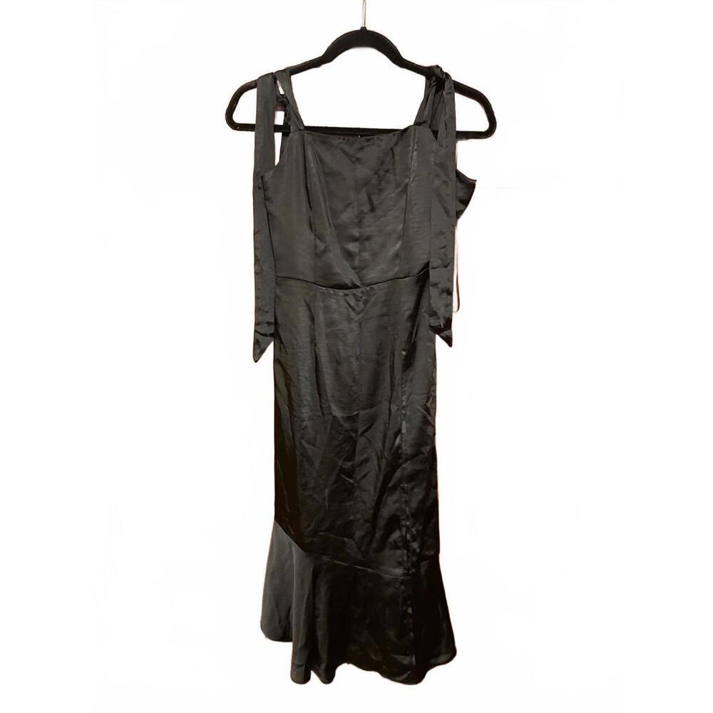Skies Are Blue Black Satin Midi Dress XS NWT